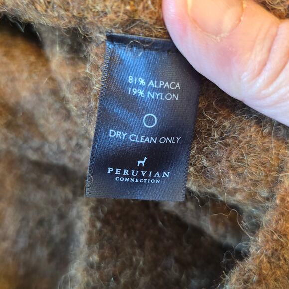 Peruvian Connection Sweater Women's XS Brown Alpaca Blend Casual Winter Staple - Picture 4 of 6